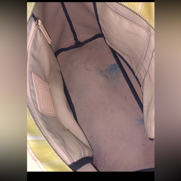 Coach Legacy Weekend Ticking Stripe Yellow Tote Bag - Picture 8 of 10